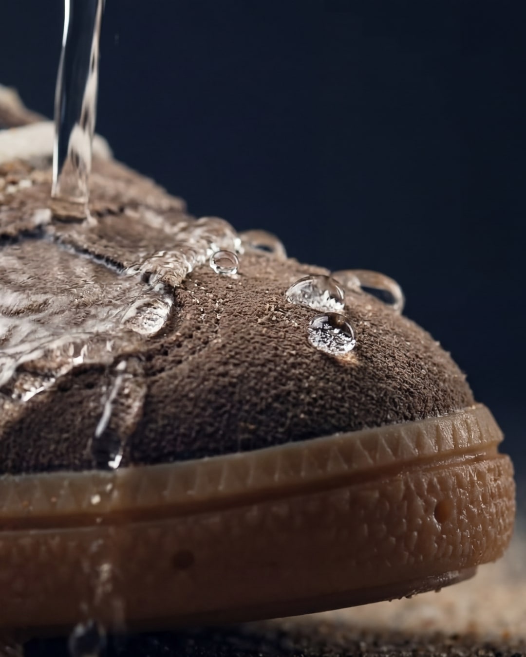 Suede sneaker with EXPRO PFAS-free protection technology, highlighting verified water-repellent performance and long-lasting care.